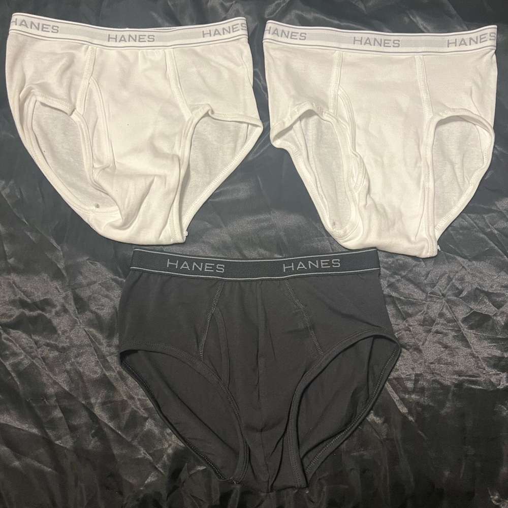3 Hanes Men's Classic White and Black Brief Set
